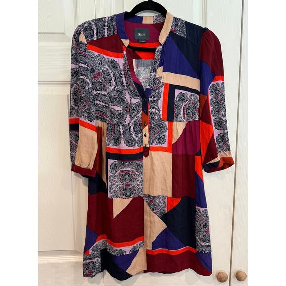 Anthropologie Maeve Patchwork Print Bohemian Colorful Paisley Dress - Picture 3 of 8